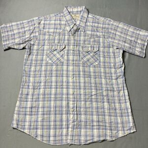 Vtg Dee Cee DC Shirt Men XL 17 Western Saw Tooth Plaid Snaps Cowboy USA